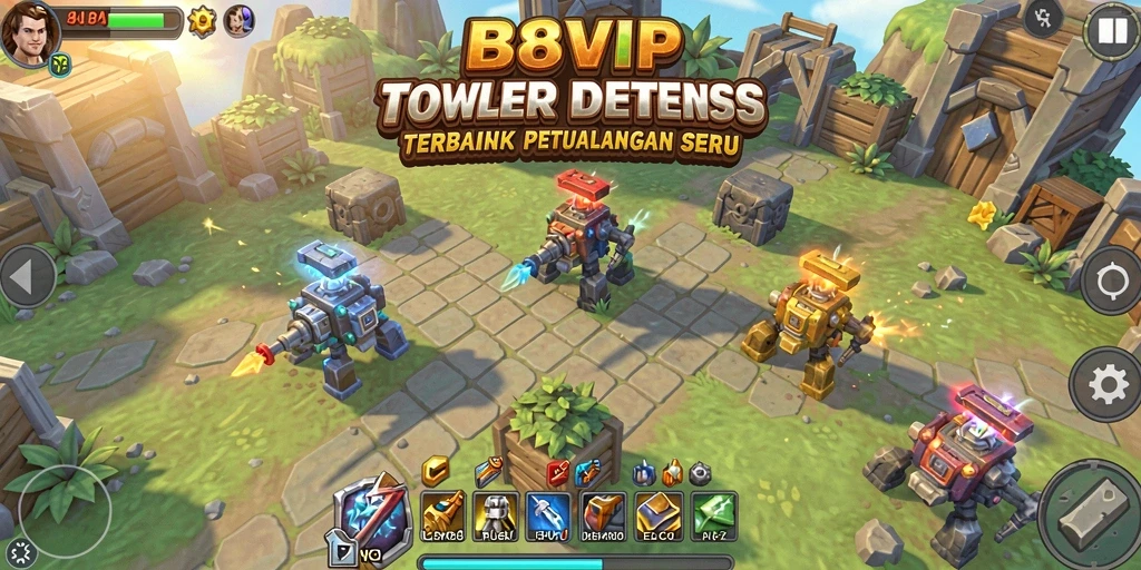 Tampilan gameplay B8VIP menampilkan aksi pertahanan yang seru dan strategi menangkap musuh.