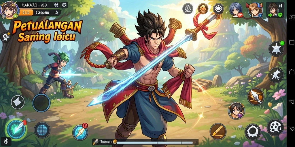 Screenshot utama KAKA303 menampilkan karakter anime dalam aksi yang penuh petualangan.