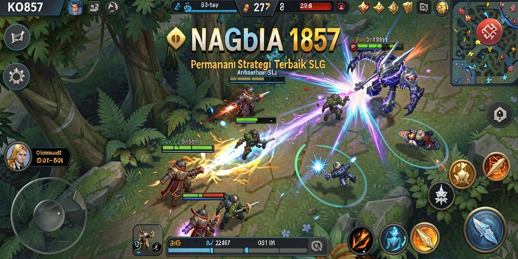 Screenshot KO857 menampilkan pertempuran strategis dalam permainan SLG.