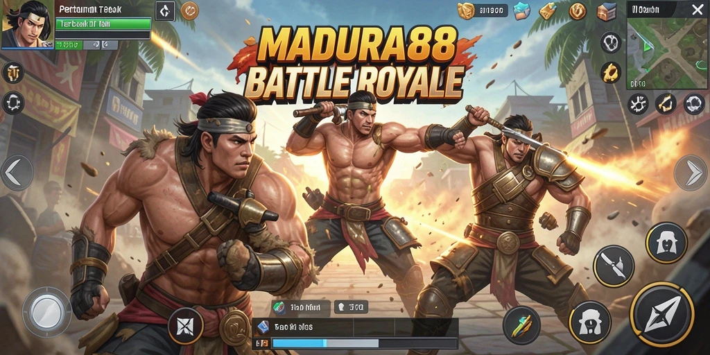 Tangkapan layar MADURA88 menampilkan intensitas gameplay Battle Royale yang mendebarkan.