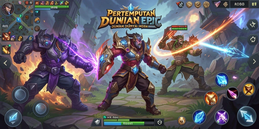 Tampilan gameplay seru dari RK88 dengan aksi MOBA penuh strategi.