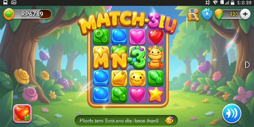 Tangkapan layar gameplay seru di RP6789 yang menunjukkan level Match-3.