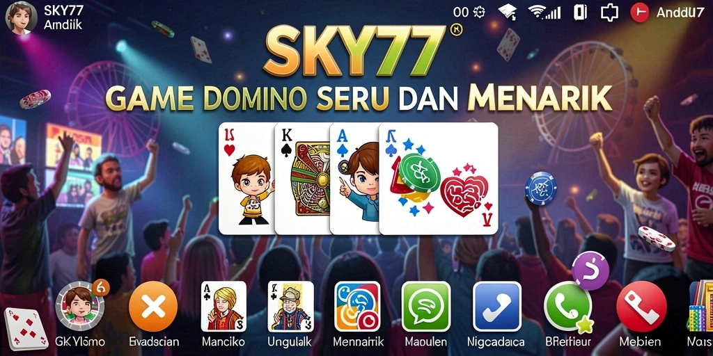 Tampilan gameplay seru dalam SKY77 saat bermain Domino.