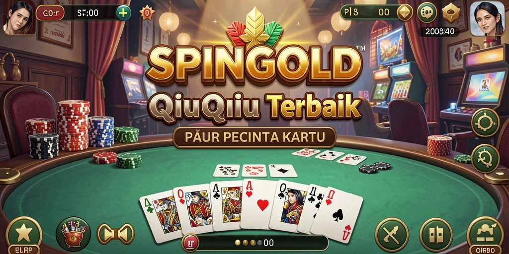 Tangkapan layar gameplay SPINGOLD yang menunjukkan momen seru bermain QiuQiu.