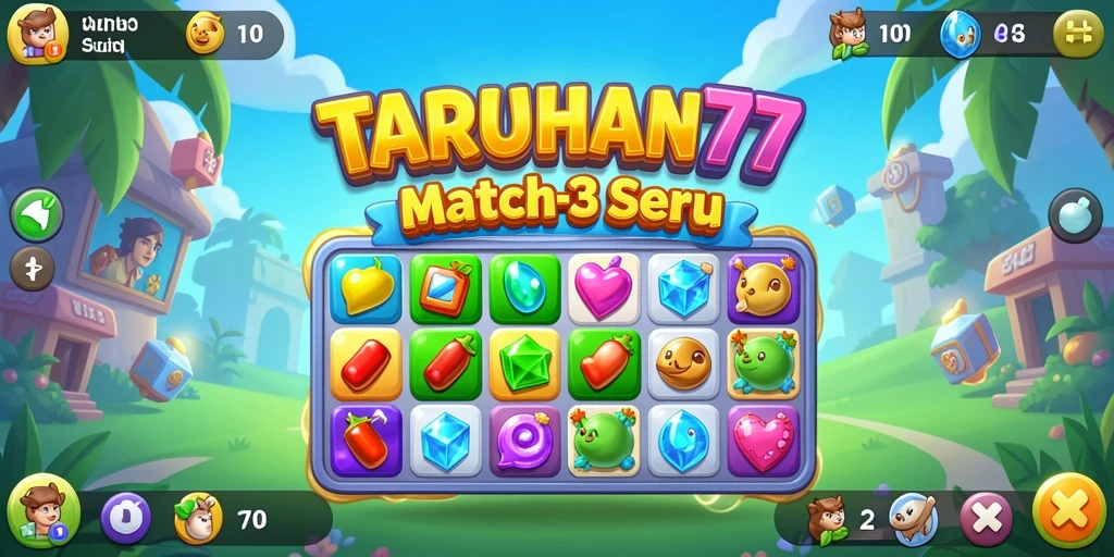 Screenshot gameplay TARUHAN77 menampilkan aksi Match-3 yang seru.