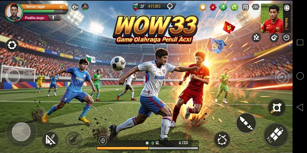 Tampilkan gameplay mendebarkan dengan pemain beraksi di lapangan.